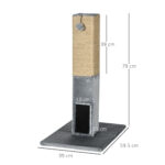 Albero Tiragraffi per Gatti con 2 Palline Giocattolo e Spazzola, in Legno, Iuta e Peluche, 59,5x39x79 cm, Grigio - immagine 3