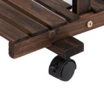 Porta Piante da Esterno, Scaffale Portafiori a 4 Livelli, Fioriera da Esterno e Interno in Legno con 4 Ruote, 123,5 x 33 x 80cm - immagine 8