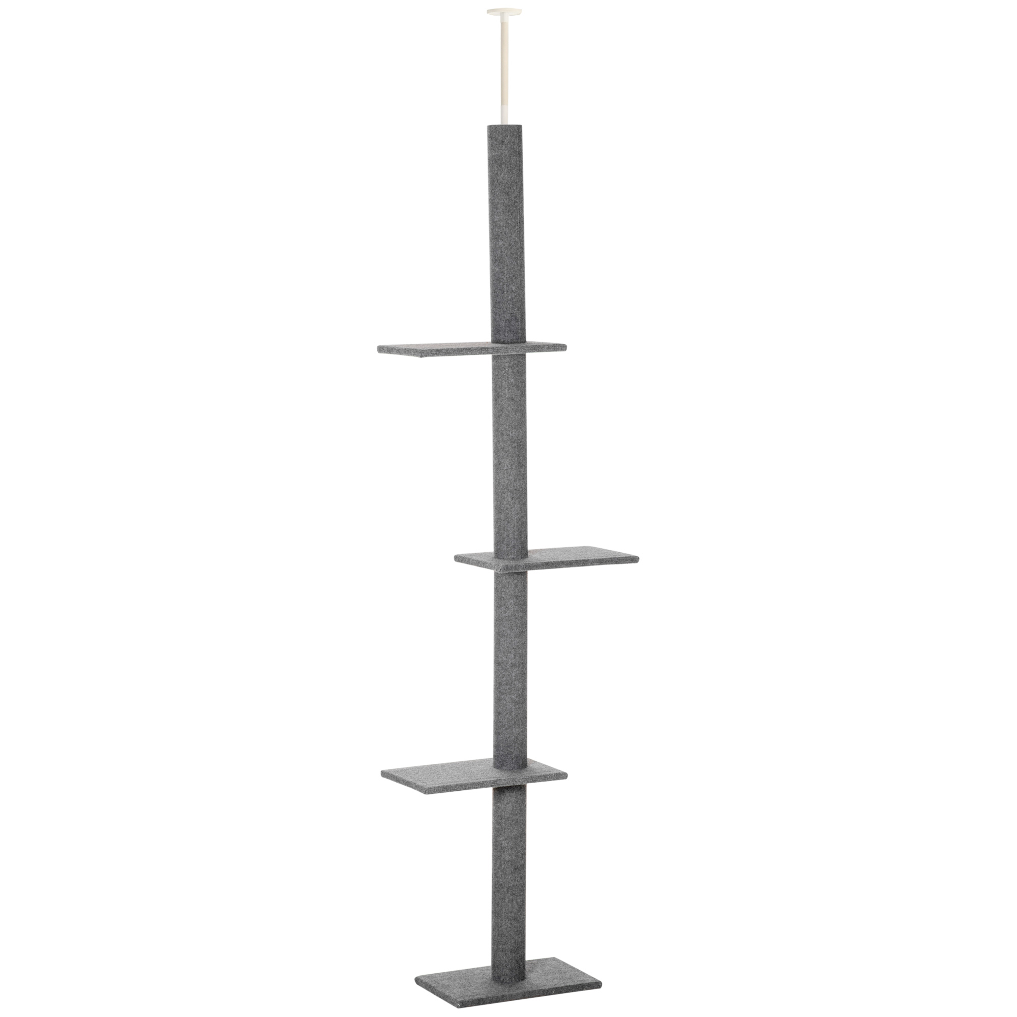 wck36519495e7cf48.jpg Albero Tiragraffi per Gatti a 4 Livelli con Altezza Regolabile, Grigio, 43x27x228-260cm - immagine 1