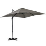 Ombrellone da Giardino a Manovella 2,5x2,5 m con Rotazione 360° e Parasole Regolabile, Grigio Chiaro