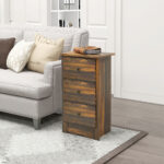Comodino con 3 Cassetti dallo stile Rustico in Legno, 40x30x74 cm, Marrone - immagine 7