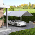 Copertura di Ricambio 6x3 m in PE Bianco Anti-UV per Carport Auto con Corde Elastiche - immagine 2