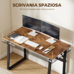 Scrivania per Camera Stile Industriale con Angoli Arrotondati, in Legno e Acciaio, 120x60x76 cm, Nero e Marrone - immagine 4
