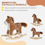 Cavallo a Dondolo Giocattolo con Suoni Realistici per Bambini 3-6 Anni, Marrone - immagine 7