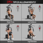 Stazione Fitness con Pesi da 45kg per Allenamento a Casa, 135x103x210cm, Nero - immagine 6