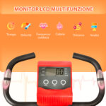 Cyclette Pieghevole 2 in 1, Resistenza Magnetica Regolabile 8 Livelli, Cyclette da Casa Silenziosa con Sensore di Frequenza Cardiaca, Elastici per Braccia, Schermo LCD, Volano 2,5kg, Rosso - immagine 4