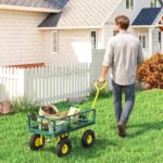 Carrello da Giardino in Acciaio con Capacità 2 kg e Pareti Laterali Rimovibili, 104x54x51 cm, Verde e Giallo - immagine 2