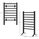 Scaldasalviette Elettrico da Terra o Parete 150W con 8 Barre e Timer 2-4 Ore, 53x35x90 cm, Nero - immagine 3