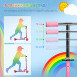 Monopattino per Bambini 3-7 Anni Pieghevole a 2 Ruote e Altezza Regolabile, 67x30x63/68/73/76 cm, Rosa - immagine 5