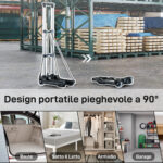 Carrello Portapacchi Pieghevole da 40 kg con 2 Cinghie, Maniglia Telescopica, Alluminio e Plastica, Nero - immagine 6