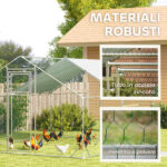 Recinto per Galline da 12m² per 12-18 Animali con Tetto Impermeabile, Mangiatoia e Posatoio, 3x4x1,9m, Argento - immagine 6
