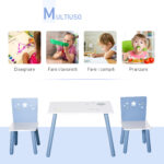 Tavolo con Sedie Bambini e Bambine 2-4 Anni in Legno Azzurro e Bianco - immagine 4