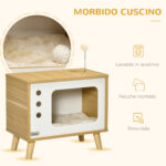 Casetta per Gatti in Truciolato a forma di Televisore con Cuscino e Pallina Giocattolo, 50x28x43 cm - immagine 5
