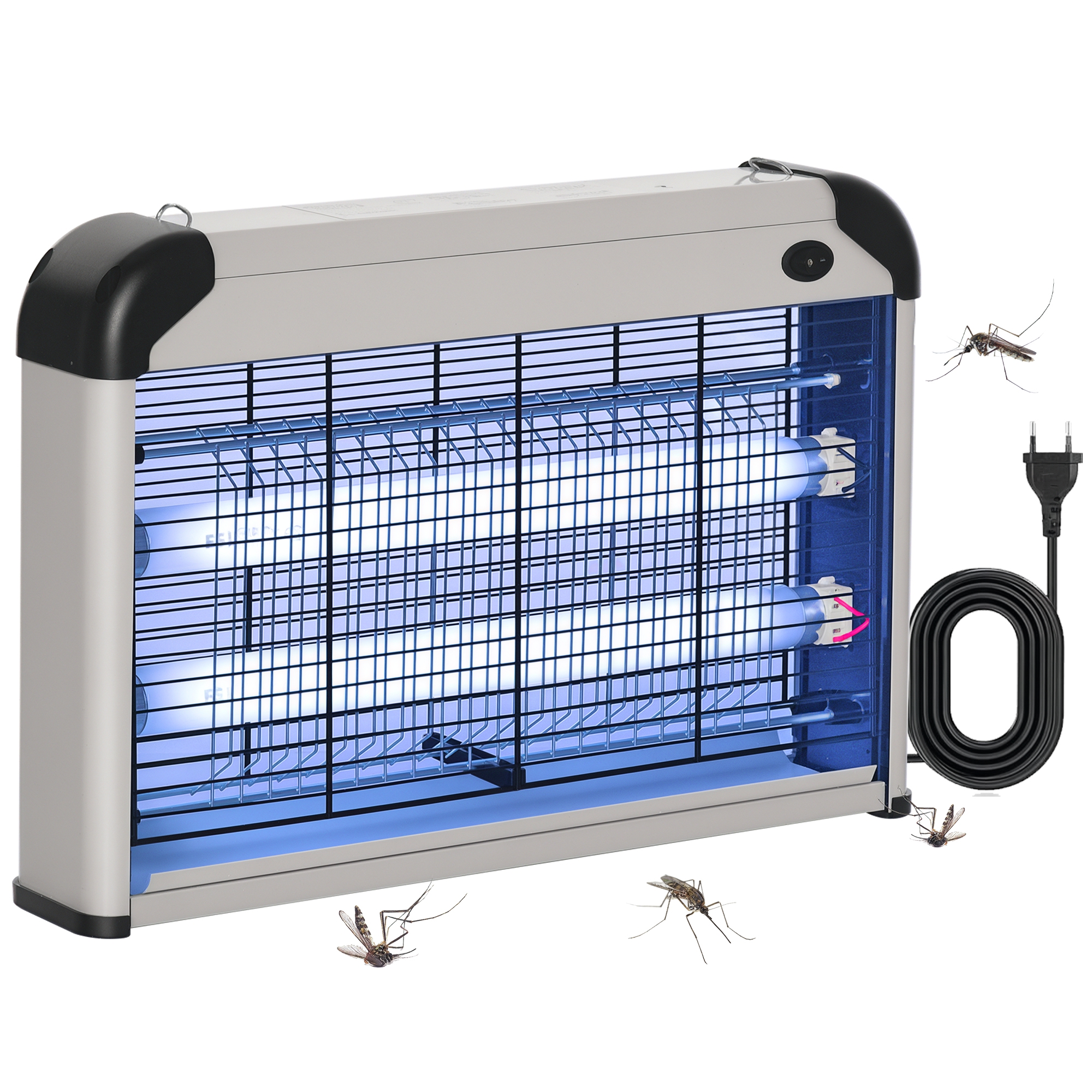 xCvb87197f093493e.jpg Lampada Antizanzare Elettroinsetticida da Esterno e Interno, Zanzariera Elettrica con Lampada Antizanzare UV per 60m², 20W, Nero e Argento - immagine 1