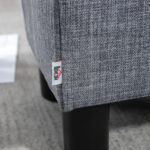 Pouf Poggiapiedi in Tessuto Effetto Lino Imbottito, 40x30x24cm, Grigio - immagine 8