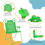 Set Tavolo da Giardino con 2 Sedie Pieghevoli, Tavolino con Sedie da Esterno con Ombrellone per Bambini in Metallo e Poliestere, Verde - immagine 7