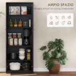 Mobile Contenitore Minimal con 2 Armadietti e Mensole Regolabili, in Legno Nero, 59x31x155 cm - immagine 4