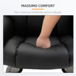 Poltrona Relax con Pouf Poggiapiedi e Funzione Massaggio, Reclinabile a 145° e Girevole a 360°, Nero - immagine 6