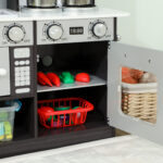 Cucina Giocattolo per Bambini 3-8 Anni in Legno con Accessori, Frigo, Lavandino e Manopole con Suoni, Marrone - immagine 9