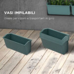 Orto Verticale da Parete a 4 Livelli con 8 Vasi, in Acciaio e Plastica, 52x14x90 cm, Verde Scuro e Nero - immagine 7