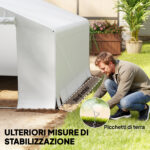 Capanno da Giardino e Tenda Garage 3x3 m Impermeabile con Porta Avvolgibile, Metallo e PE, Bianco - immagine 7