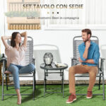 Set da Giardino 3 Pezzi con 2 Sedie 53,5x64x93 cm e Tavolino da Caffè Ø45x50 cm, in Metallo, Grigio Chiaro - immagine 5