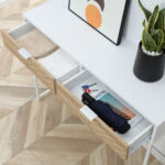 Consolle Moderna per Ingresso e Soggiorno con 2 Cassetti in Metallo 1x30x75cm - Bianco - immagine 8