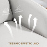 Poltrona da Salotto Moderna in Tessuto con Seduta Ampia e Imbottitura Spessa, 90x86x91 cm, Crema - immagine 6