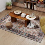 Tappeto Bohemien Antiscivolo e Lavabile a Pelo Corto per Soggiorno e Camera, 230x160 cm, Marrone - immagine 9