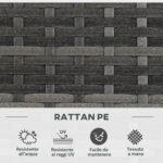 Fioriera con Grigliato per Rampicanti con 3 Vasi in Acciaio e Rattan PE, 84x30x107cm, Grigio - immagine 7