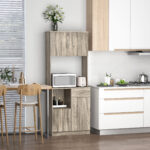 Credenza Moderna per Cucina o Sala da Pranzo, Mobile Buffet con Armadietti e Cassetti in Legno, Grigio, 71x41x178cm - immagine 2