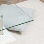 Tavolino da Caffè Moderno a 2 Livelli in Vetro e Legno, 90x50x42cm, Bianco - immagine 8