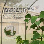 Serra a Tunnel per Giardino con 6 Finestre e Porta a Rullo, in Acciaio e PE, 3,5x3x2 m, Bianco - immagine 4