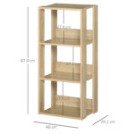 Libreria Scaffale in Legno a Parete con 3 Ripiani, Antiribaltamento, Piedini Antiscivolo, 40x29,2x87,9cm - immagine 3