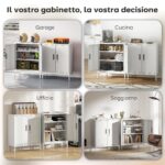 Armadietto da Ufficio in Acciaio a 2 Ripiani Regolabili con Serratura e 2 Chiavi, 80x40x1 cm, Bianco - immagine 6
