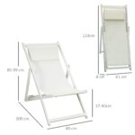Set 2 Sedie Poltrona Sdraio da Esterni Pieghevoli e Reclinabili in Alluminio, 1x60x85 cm, Beige - immagine 3