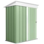 Casetta da Giardino Porta Attrezzi in Acciaio con Porta Bloccabile, 161x95x163/181cm, Verde