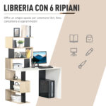 Scrivania con Libreria per Camera, Scrivania Ufficio, Scrivania Porta PC in Legno Multicolore, 120x60x148cm - immagine 4