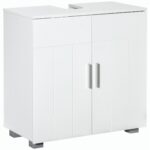 Mobile Sotto Lavabo Bagno a U con 2 Ante e Ripiano Interno Regolabile, 60x30x60cm