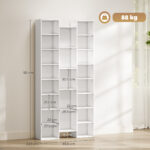 Libreria Moderna in Legno Alta 181 cm con 21 Scomparti e 10 Ripiani Regolabili, Bianco - immagine 3