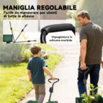 Carrello da Giardino in Acciaio da 114L con Sacca Portaoggetti e Pareti Rimovibili, 105x51x54 cm, Verde - immagine 6