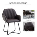 Set 2 Sedie Moderne per Sala da Pranzo, Cucina o Soggiorno, Sedie Imbottite in Similpelle Marrone 60x56,5x85cm - immagine 4