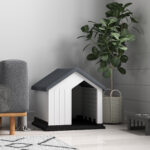 Casetta per Cani Piccoli e Mini da Esterno Impermeabile in Plastica con Finestra, 62x61x60 cm, Grigio - immagine 9