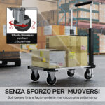 Carrello Portapacchi Pieghevole con Pedana Estensibile, Capacità 150 kg, Maniglia Regolabile, Argento - immagine 6