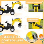 Ruspa Giocattolo a Pedali per Bambini 3-6 Anni con 6 Ruote, in Acciaio e Plastica, 107x42x71 cm, Giallo - immagine 5