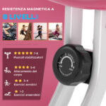 Cyclette Pieghevole da Fitness in Acciaio, Cyclette Magnetica Pieghevole da Casa con Altezza Regolabile, Resistenza Magnetica a 8 Livelli, Schermo LCD, 43x97x109cm, Rosa - immagine 5