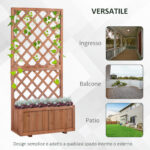 Fioriera da Esterno con Grigliato per Rampicanti e Vaso, in Legno di Abete, 72,5x31,5x149,5 cm, Arancio - immagine 6