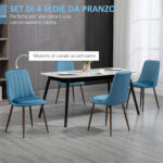 Sedie da Cucina Imbottite, Set 4 Pezzi in Poliestere e Acciaio, 47x55x86 cm, Blu - immagine 4