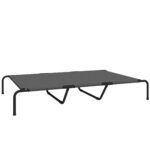 Lettino per Cani Grandi Rialzato da Esterno in Acciaio e Rete Traspirante, 152x94x23 cm, Grigio