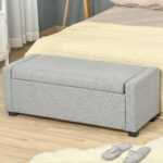 Panca Fondoletto con Vano Contenitore in Tessuto, 120x50x44cm - Grigio - immagine 2